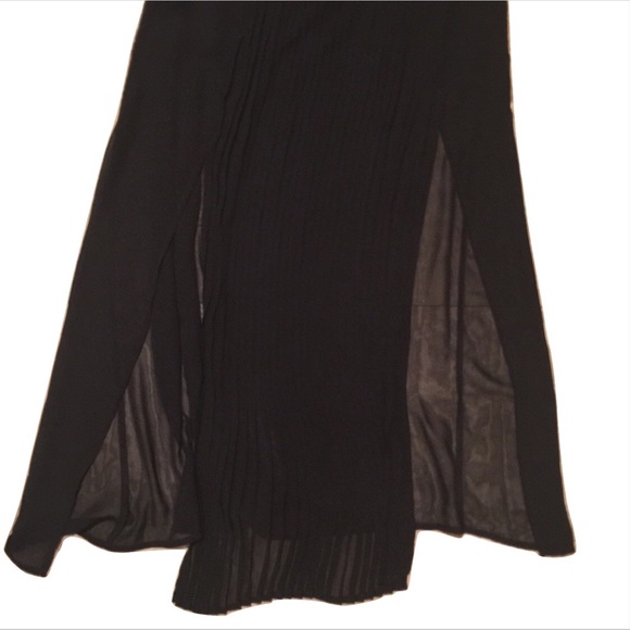 New Long Black Pleated Split Skirt 8 Medium - Picture 2 of 4